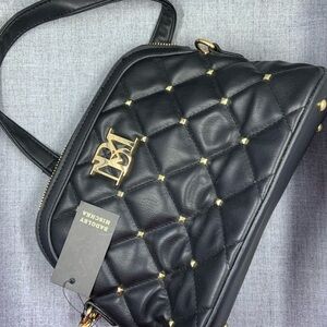 Badgley Mischka Black and Gold Quilted Crossbody Bag